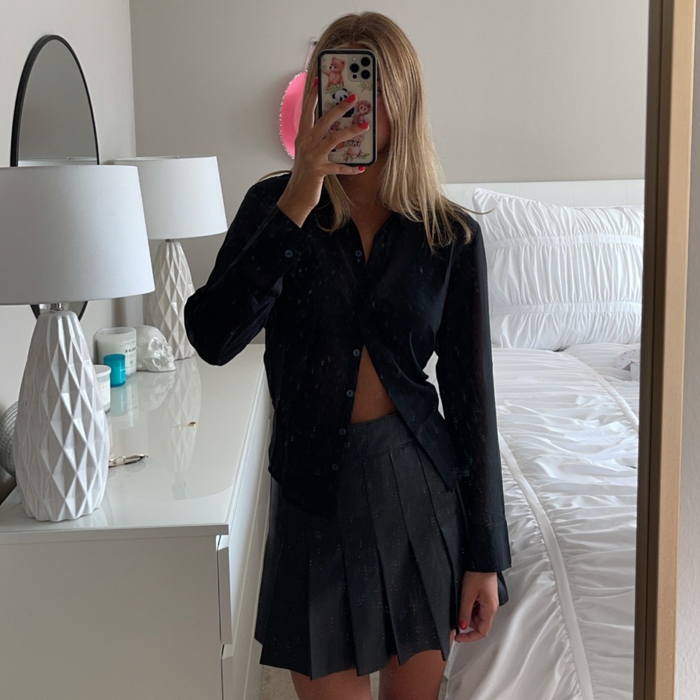 abercrombie leather pleated mini skirt